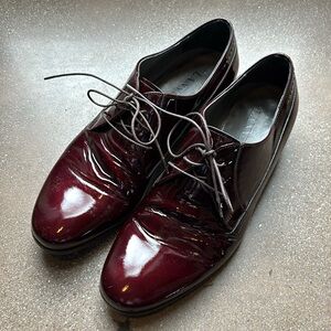 Lanvin Paris Oxblood Burgundy oxfords Patent Leather SZ 8 Men EU 41